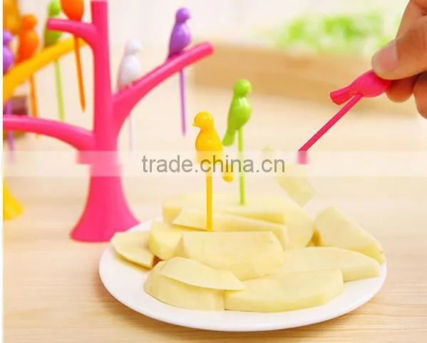 CY119 Plastic Creative Fruit Fork Bird Tree Decorative Household Daily Necessities Dessert Forks photo-5