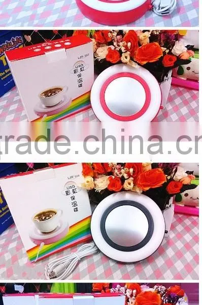 New Arrival Mini Portable Rainbow USB Powered Cup Warmer Cup Heater Pad Coffee Tea Mug Warmer Heater photo-6