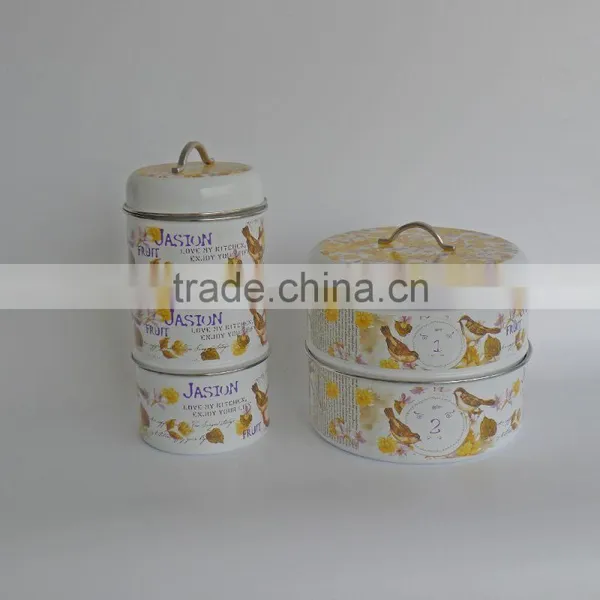 Kitchen Metal 3layers Airtight Canister Set,Treats Biscuits Cake Biscuits Cookies Jar Storage Bin photo-4