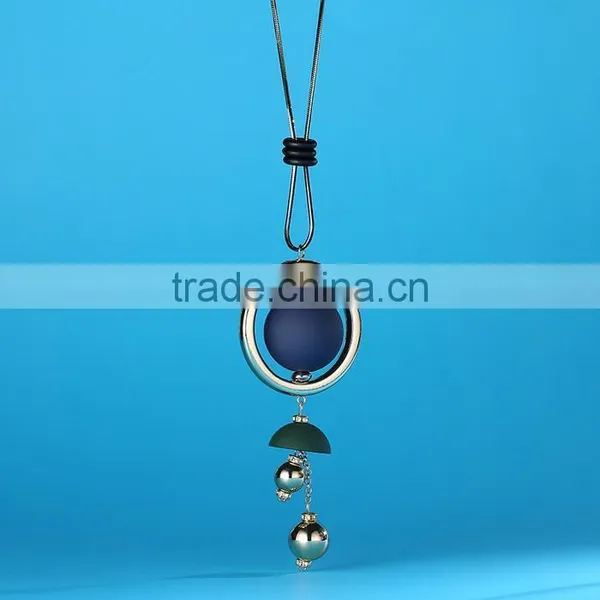 Large Ball Hoop Pendant Necklace Geometric Pendant Long Necklace Korea New Design Sweater Necklace photo-5