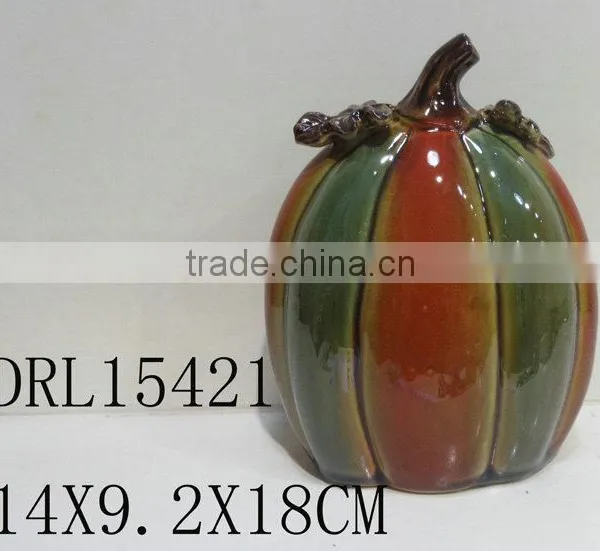 Dual Color Colorful Pumpkin Ceramic Lantern LED Decorations photo-3