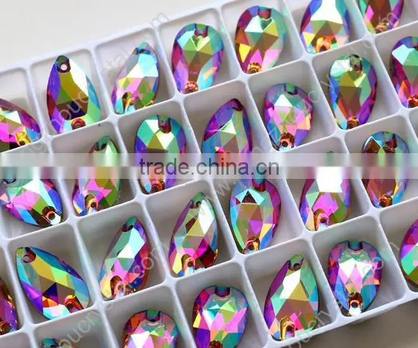 Polished Drop ab Sew on Rhinestones,flatback k5 Quality Sewing Crystal Stones photo-4