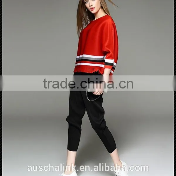 2016 Summer Loose Oversized Colorful Combination Striped T-shirt photo-4