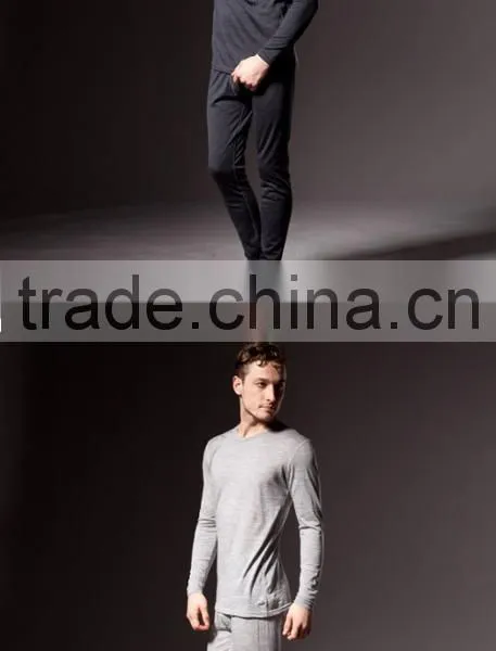 Custom Men's Male 100% Pure Merino Wool Outdoor Winter Athletics Sports Fleece Base Layer Thermal Warm Underwear Midweight Tops& photo-2