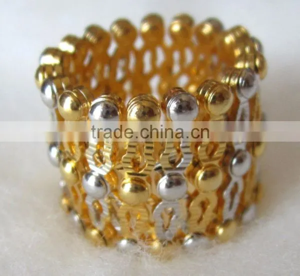 Lattice Design Magic Flexible Ring Convertible BRACELET Gold TWO Tone photo-2