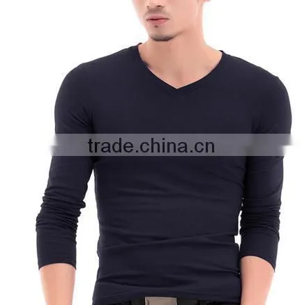New Fashion 100% Cotton Slim Fit Sport Tee Shirt,Tight Breathable Short Sleeve Shirt for Men , Custom V Neck T-shirt Design photo-4
