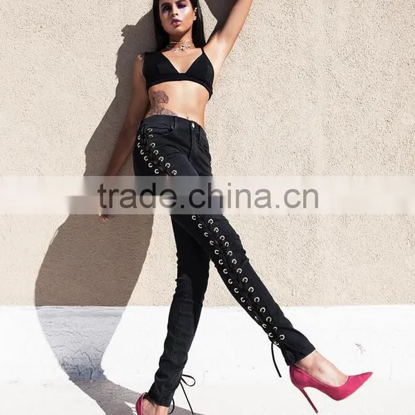M1161 Runwaylover Cross Bandage Tight Pants Autumn Pants photo-3