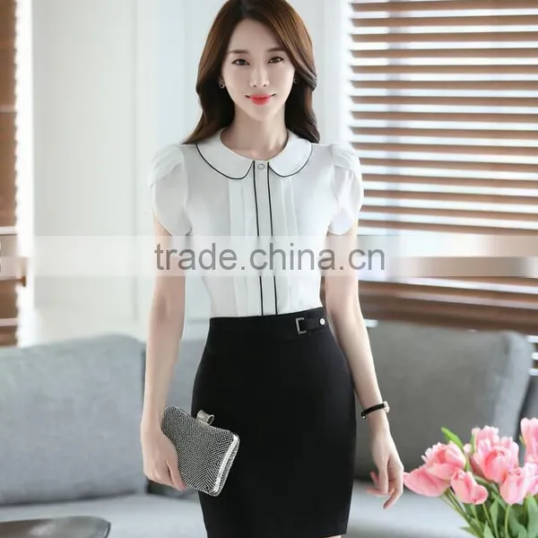 Juqian Brand Fashion Design Short Sleeve New Blouse Summer Ladies Chiffon Shirts photo-5
