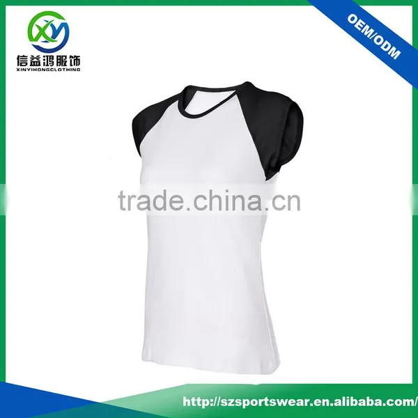 New Design Contrast Raglan Sleeve Women Slim Fit Sport t Shirts photo-2