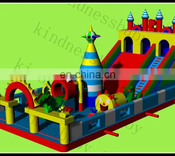 Inflatable Funcity With Slide Inflatable Play Center Giant Inflatable Slide and Obstacle Combo photo-2