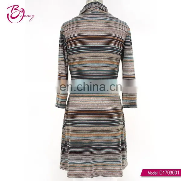 Polyester Fiber Stripe Latest Fashion Casual Maxi Dresses For Women photo-4
