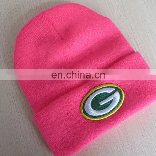 Custom Pink Girls Beanie Hats With Embroidered Logo for Promotion photo-2