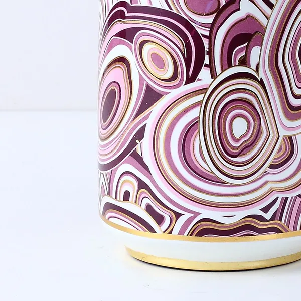 European Simple Style Purple Wave Pattern Ceramic Flower Vases With Lid For Home Decoration photo-4