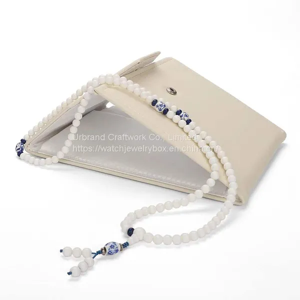 Pearl Necklace Folding Package New Packaging Jewelry Bag PU Leather Clutch Bag Portable Travel Jewelry Storage Bag photo-5