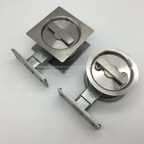 Satin Stainless Steel Round Shaped Sliding Door Lock photo-5
