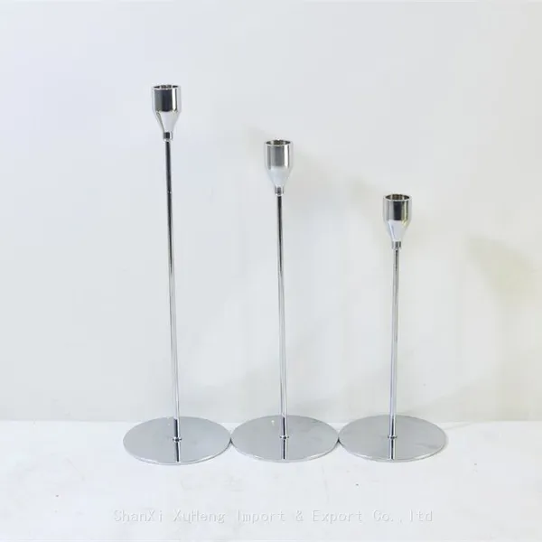 Wholesale Set of 3 Pieces Antique Wedding Rose Gold Black Pillar Tapered Metal Candle Stick Candlestick Holder For Home Decoration photo-4