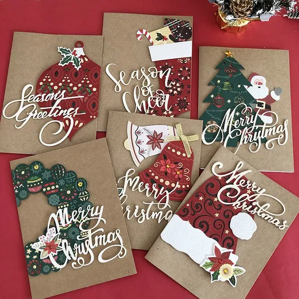 Ningbo PartyKing Christmas Greeting Card Business Metallic Season Greetings Laser Cut Card Kraft 3D Christmas Card