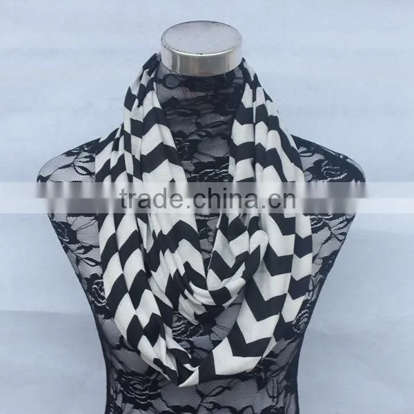 Wholesale Double Layer Jersey Knitted Chevron Infinity Scarf photo-5