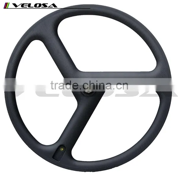 velosa carbon wheel tri spoke wheel 23*44mm clincher 700C 3-spoke carbon wheel road bike