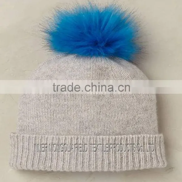 Fur Pom Pom Cashmere Slouchy Hat photo-2