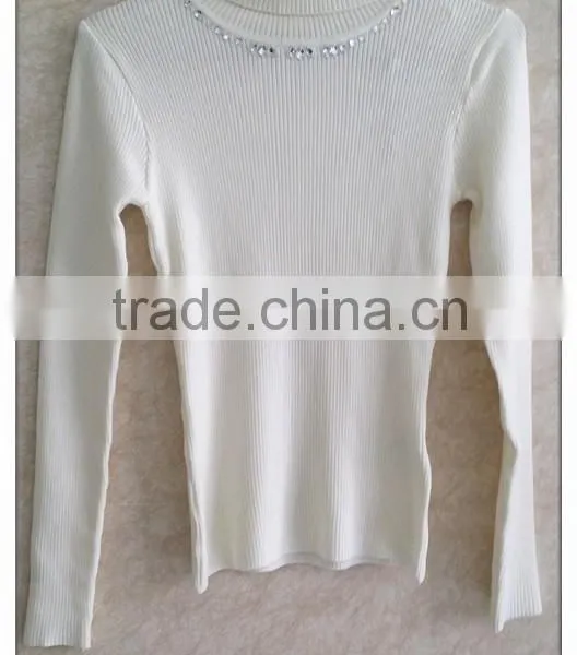 Simple Pure Color Knitting Sweater Turtle-neck Long Sleeve Stretch Lady's Pullover