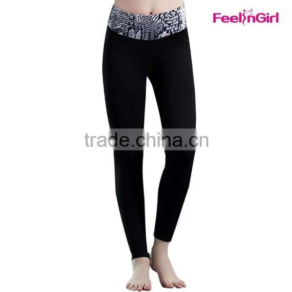 Wholesale Stylish Women Print Black Slimming Yoga Pants photo-2