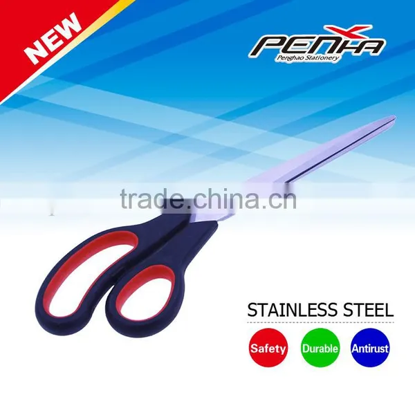 Popular daily use items stainless steel office/household scissors with rubber plastic handle