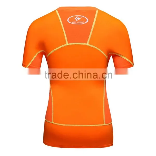 Custom Fashion Comfortable V-neck Plain Short Sleeve Compression Shirt Women 2016 photo-3