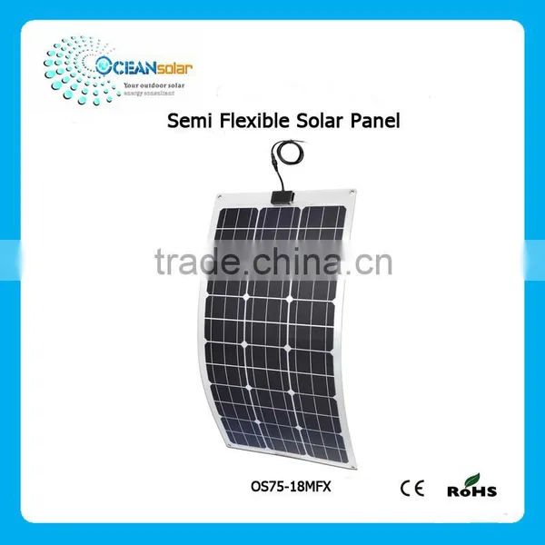 Hot Sale 75W Flexible Solar Panel for 12V Battery Monocrystalline Silicon Semi Flexible Solar