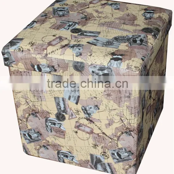 Printing Suede Pouf Footstool