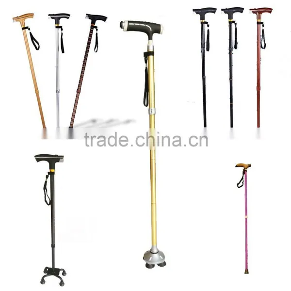 Newly Aluminum Adjustable Good Strength Folding Elderly Old Man Walking Stick With Light photo-5