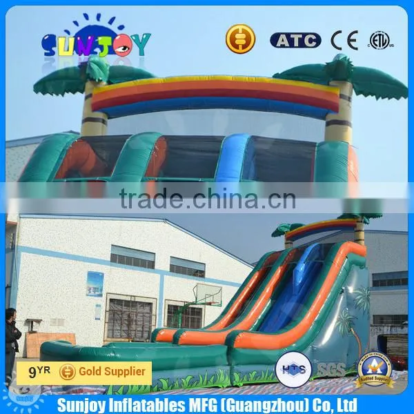 Coconut Palm Double Lane Inflatable Water Slide With Pool photo-4
