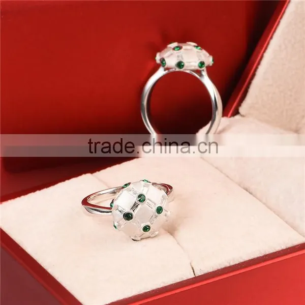 925 Silver Green Gemstone Racing Pigeon Rings Wholesale photo-2