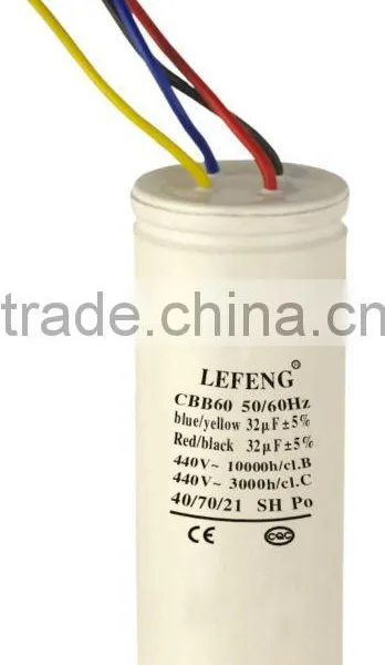 White Plastic & Aluminum Shell LEFENG Brand Cbb60 Cbb65 Cbb61 Cd60 Series Capacitor 5-120uf 250-500vac