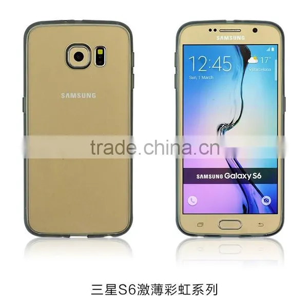 Hot transparent black 0.8MM thin PC+TPU phone cases for S6