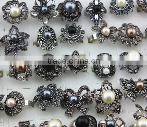 Cheap Price Good Quality Women Fake Silver Pearl Rings photo-5