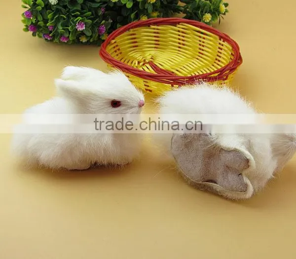 Handmade Real Like Miniature Real Fur Animal Long Ears Bunny Toys photo-6