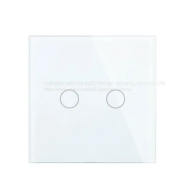UK Standard Two Gang One Way Crystal Glass Panel Touch Light Switch,110V/250V Wall Switch photo-4