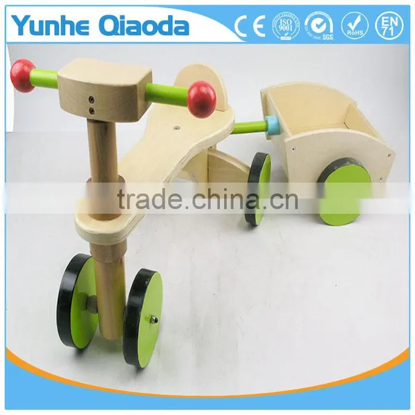 New Fashion Solid Wooden Kids Vehicle Ride on Toy Four-wheeler With Trailer photo-6