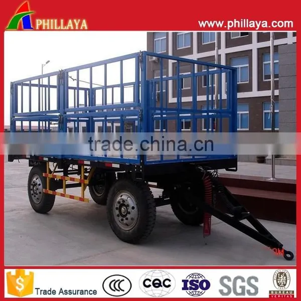2 Axle Drawbar Steel High Fence Truck 20T 30T Double Axle Agricultural Bulk Cargo Transport Full Trailer photo-2