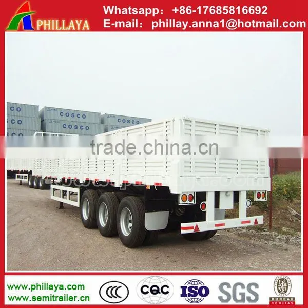 Truck Trailer Type China Manufacture Good Quality Tri Axles Flat Deck Drop Side New Cargo Semi Trailer Price photo-6