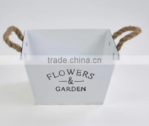 China Factory Low Price Lead Free Metal Personalized Large Decorative White Printing Character Flower Pot photo-6