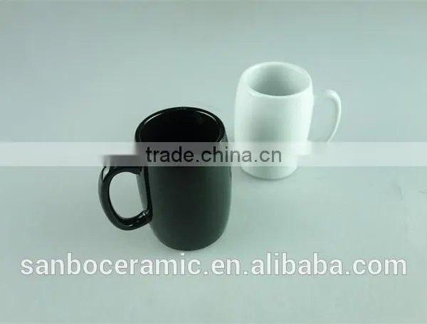 White and Black Colored Glazed Ceramic Beer Mug 7 oz Cheap Price Wholesale photo-2