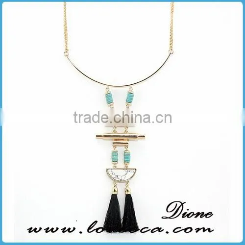 Fashion Wholesale Handmade Gemstone Long Chain Tassel Charm Necklace photo-3