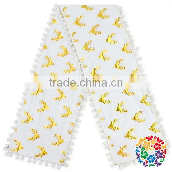 Cute Design Soft Christmas Deer Print Pom Pom Tassel Scarf for Kids photo-2