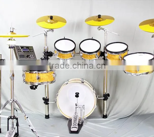 6 pc Wooden Chamber Pvc Cover Electronic Drum Kits photo-2