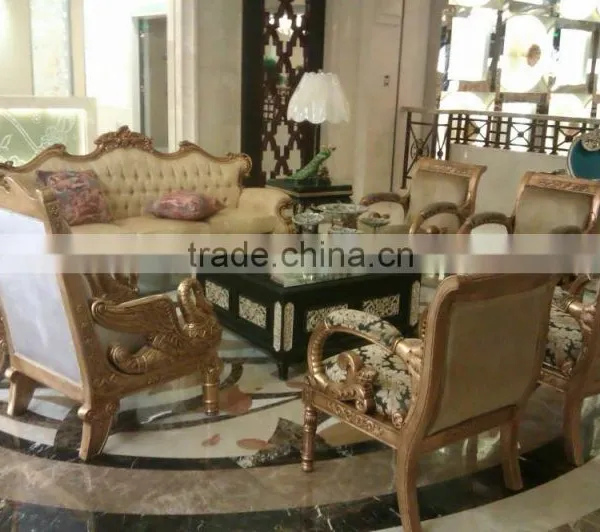 3-seats Wood Sofa in Gold Color for Star Project Usgae photo-2