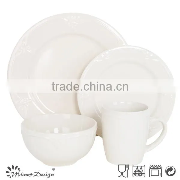 Cheap Ceramic Stoneware Color Glaze Emboss Dinner Set photo-2