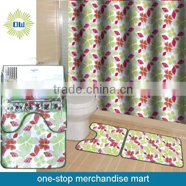 Waterproof Polyester Shower Curtain With Bath Mat Set photo-2