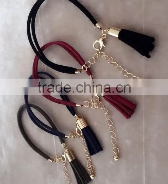 Suede Leather Bracelet Velvet Tassel Bracelet Bohemian Tassel Bracelet photo-4